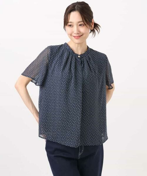 MK MICHEL KLEIN / エムケーミッシェルクラン シャツ・ブラウス | スクエアドット柄フレアスリーブブラウス/洗える | 詳細13