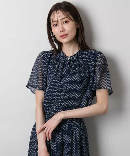 MK MICHEL KLEIN / エムケーミッシェルクラン シャツ・ブラウス | スクエアドット柄フレアスリーブブラウス/洗える | 詳細5
