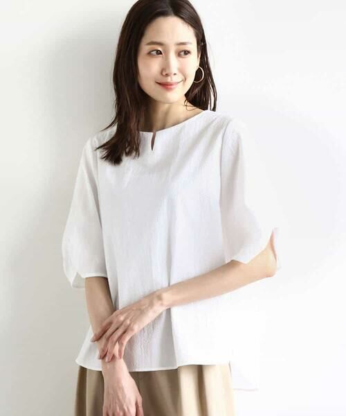 MK MICHEL KLEIN / エムケーミッシェルクラン シャツ・ブラウス | キーネックデザインブラウス/撥水/UVカット/洗える | 詳細1