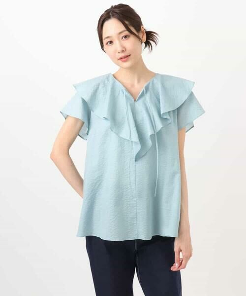 MK MICHEL KLEIN / エムケーミッシェルクラン シャツ・ブラウス | ラッフルカラーフリルブラウス/洗える | 詳細14