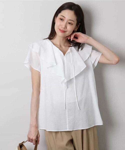 MK MICHEL KLEIN / エムケーミッシェルクラン シャツ・ブラウス | ラッフルカラーフリルブラウス/洗える | 詳細5