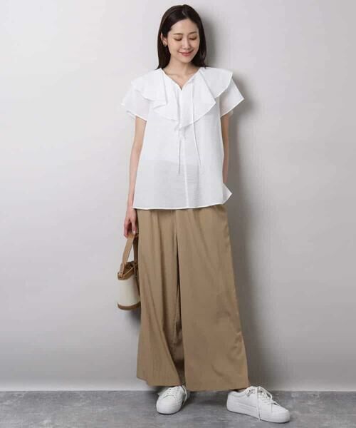 MK MICHEL KLEIN / エムケーミッシェルクラン シャツ・ブラウス | ラッフルカラーフリルブラウス/洗える | 詳細7