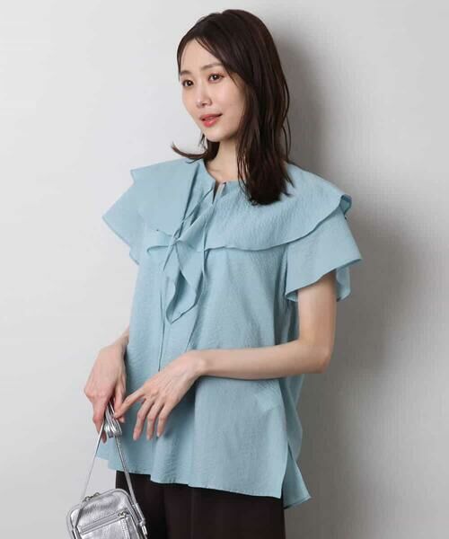 MK MICHEL KLEIN / エムケーミッシェルクラン シャツ・ブラウス | ラッフルカラーフリルブラウス/洗える | 詳細9