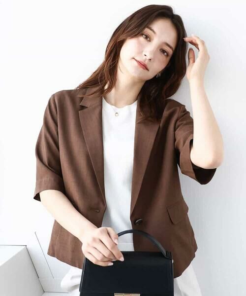 MK MICHEL KLEIN / エムケーミッシェルクラン テーラードジャケット | ドライタッチハーフスリーブジャケット/洗える | 詳細1