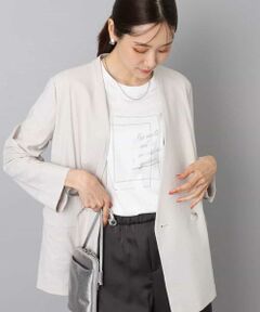 MK MICHEL KLEIN / エムケーミッシェルクラン ノーカラージャケット | カラーレスストレッチジャケット/洗える