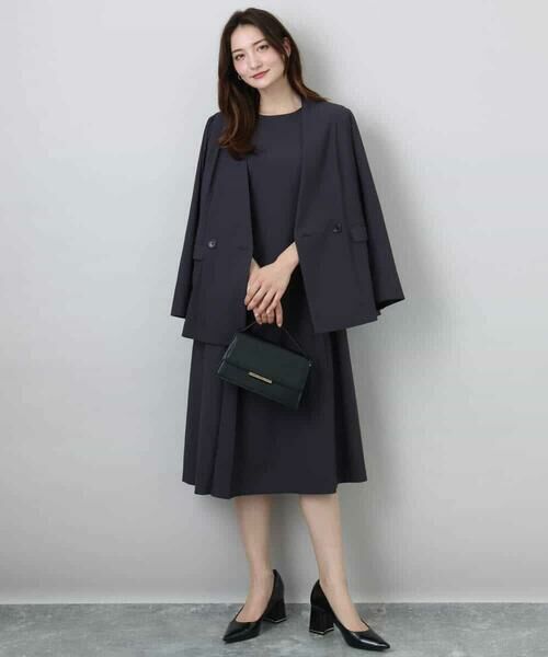 MK MICHEL KLEIN / エムケーミッシェルクラン ノーカラージャケット | カラーレスストレッチジャケット/洗える | 詳細11