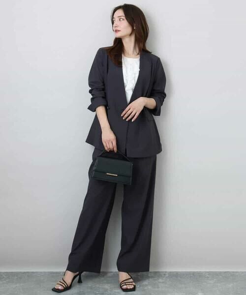 MK MICHEL KLEIN / エムケーミッシェルクラン ノーカラージャケット | カラーレスストレッチジャケット/洗える | 詳細14