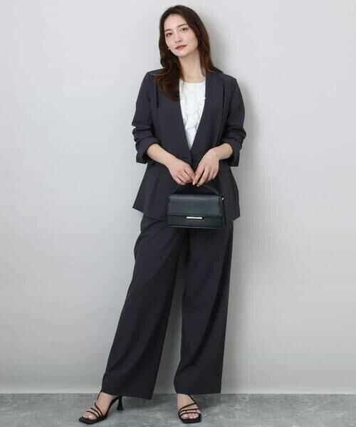 MK MICHEL KLEIN / エムケーミッシェルクラン ノーカラージャケット | カラーレスストレッチジャケット/洗える | 詳細15