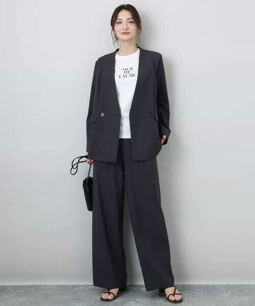 MK MICHEL KLEIN / エムケーミッシェルクラン ノーカラージャケット | カラーレスストレッチジャケット/洗える | 詳細18