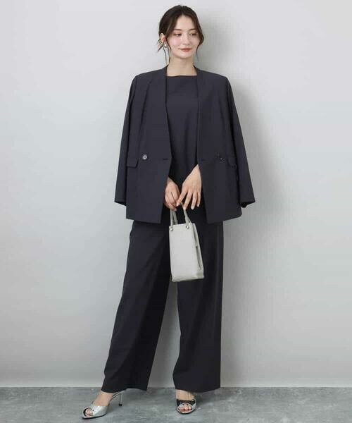 MK MICHEL KLEIN / エムケーミッシェルクラン ノーカラージャケット | カラーレスストレッチジャケット/洗える | 詳細21