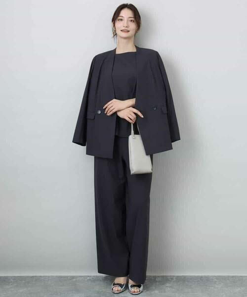 MK MICHEL KLEIN / エムケーミッシェルクラン ノーカラージャケット | カラーレスストレッチジャケット/洗える | 詳細22