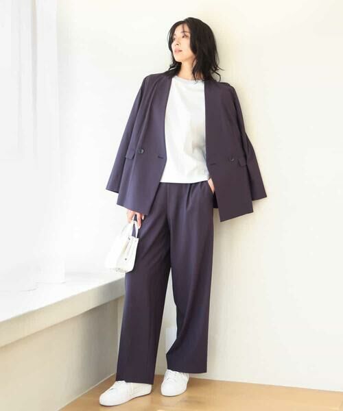 MK MICHEL KLEIN / エムケーミッシェルクラン ノーカラージャケット | カラーレスストレッチジャケット/洗える | 詳細25