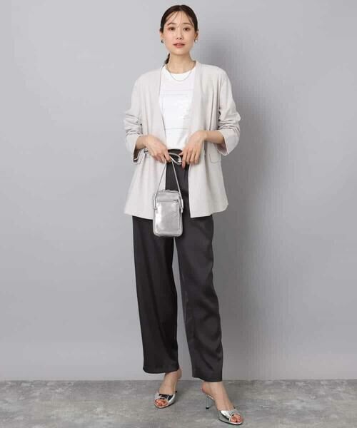 MK MICHEL KLEIN / エムケーミッシェルクラン ノーカラージャケット | カラーレスストレッチジャケット/洗える | 詳細29