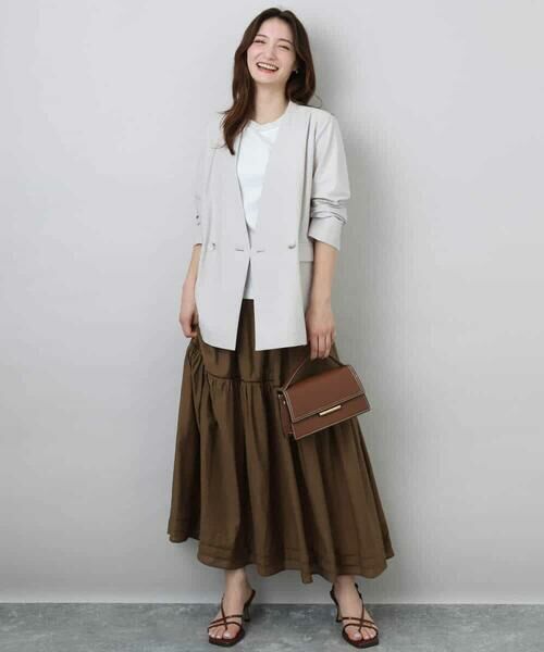 MK MICHEL KLEIN / エムケーミッシェルクラン ノーカラージャケット | カラーレスストレッチジャケット/洗える | 詳細3