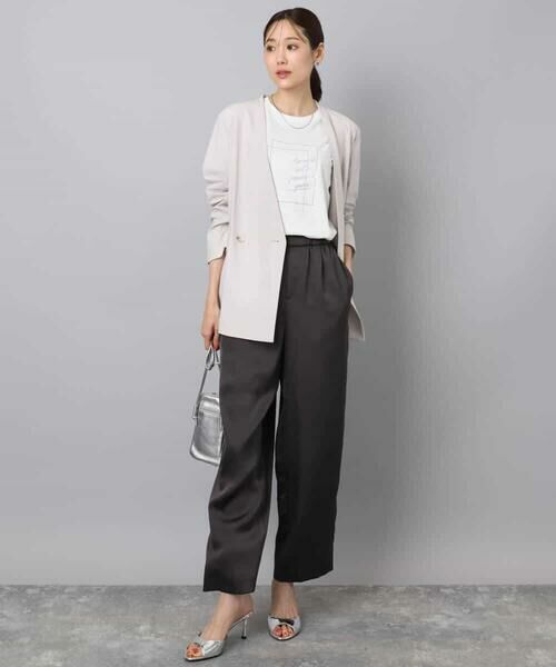 MK MICHEL KLEIN / エムケーミッシェルクラン ノーカラージャケット | カラーレスストレッチジャケット/洗える | 詳細30