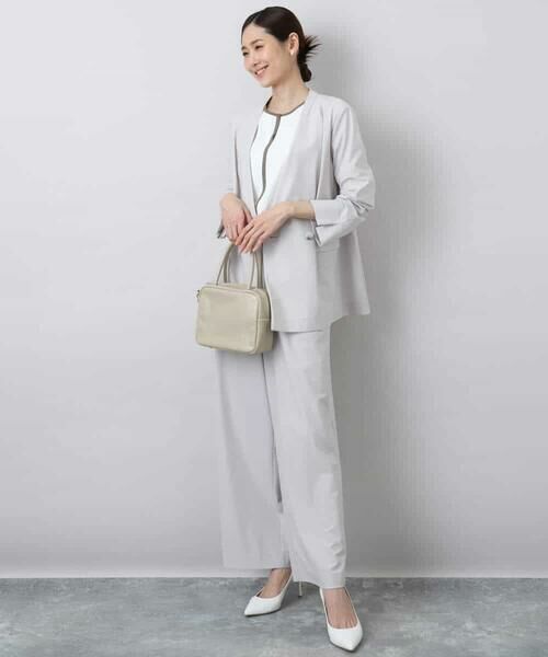 MK MICHEL KLEIN / エムケーミッシェルクラン ノーカラージャケット | カラーレスストレッチジャケット/洗える | 詳細5