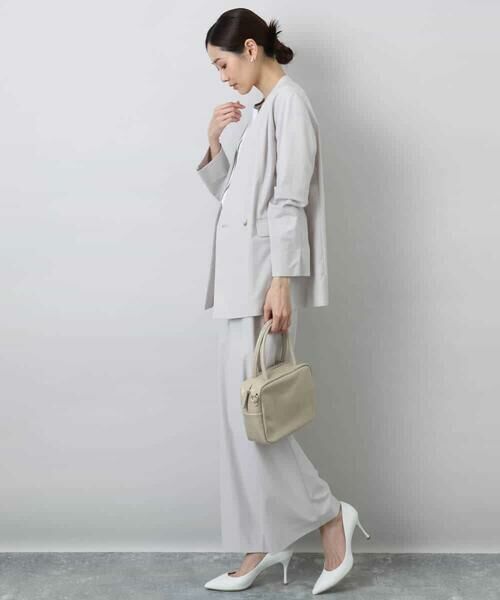 MK MICHEL KLEIN / エムケーミッシェルクラン ノーカラージャケット | カラーレスストレッチジャケット/洗える | 詳細6