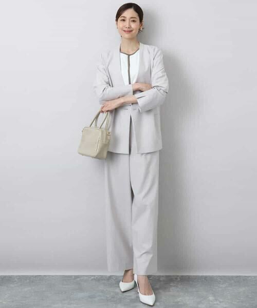 MK MICHEL KLEIN / エムケーミッシェルクラン ノーカラージャケット | カラーレスストレッチジャケット/洗える | 詳細7