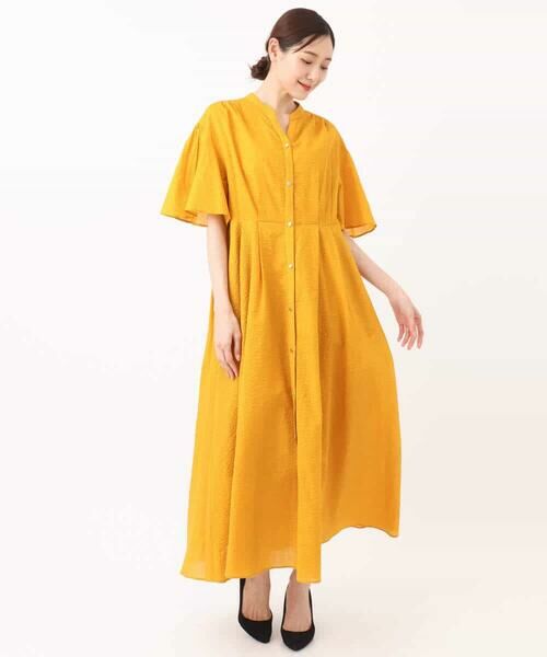 MK MICHEL KLEIN / エムケーミッシェルクラン ロング・マキシ丈ワンピース | キーネックコットンワンピース/洗える | 詳細15