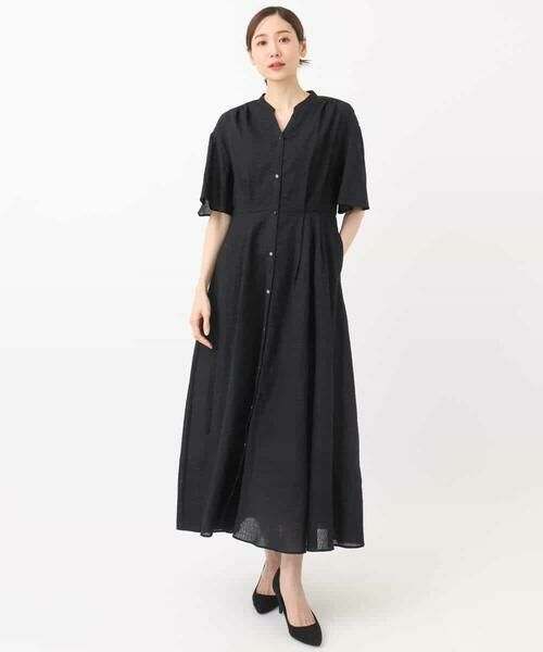 MK MICHEL KLEIN / エムケーミッシェルクラン ロング・マキシ丈ワンピース | キーネックコットンワンピース/洗える | 詳細17