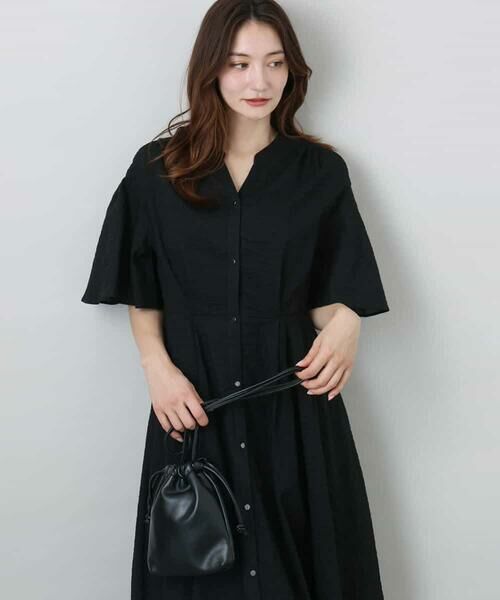 MK MICHEL KLEIN / エムケーミッシェルクラン ロング・マキシ丈ワンピース | キーネックコットンワンピース/洗える | 詳細19