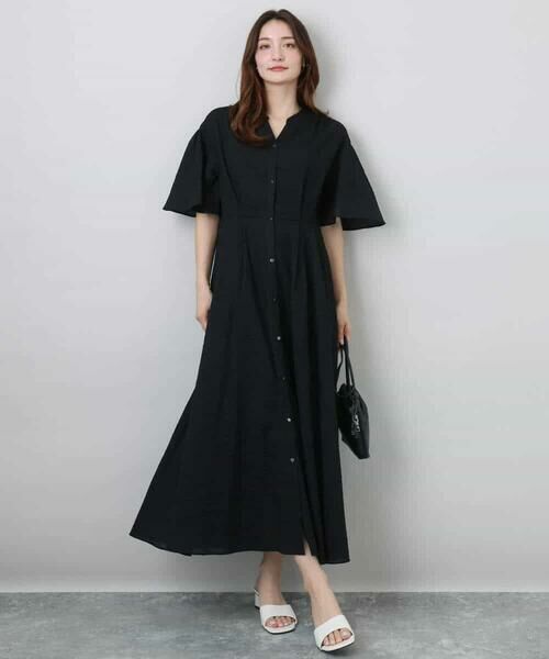 MK MICHEL KLEIN / エムケーミッシェルクラン ロング・マキシ丈ワンピース | キーネックコットンワンピース/洗える | 詳細21