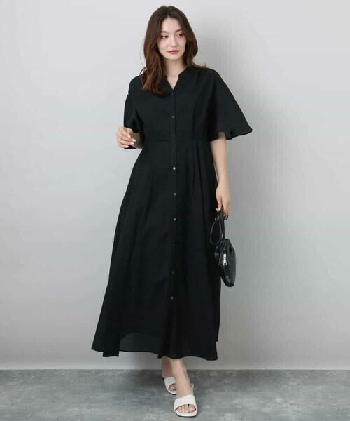 MK MICHEL KLEIN / エムケーミッシェルクラン ロング・マキシ丈ワンピース | キーネックコットンワンピース/洗える | 詳細22