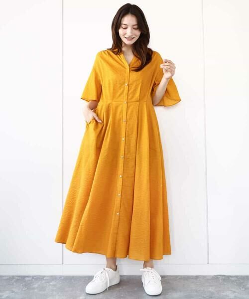 MK MICHEL KLEIN / エムケーミッシェルクラン ロング・マキシ丈ワンピース | キーネックコットンワンピース/洗える | 詳細23