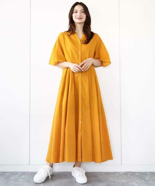 MK MICHEL KLEIN / エムケーミッシェルクラン ロング・マキシ丈ワンピース | キーネックコットンワンピース/洗える | 詳細24