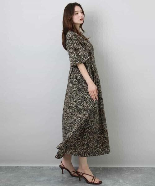 MK MICHEL KLEIN / エムケーミッシェルクラン ロング・マキシ丈ワンピース | キーネックコットンワンピース/洗える | 詳細3