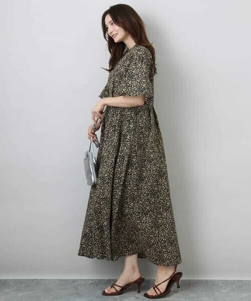 MK MICHEL KLEIN / エムケーミッシェルクラン ロング・マキシ丈ワンピース | キーネックコットンワンピース/洗える | 詳細4