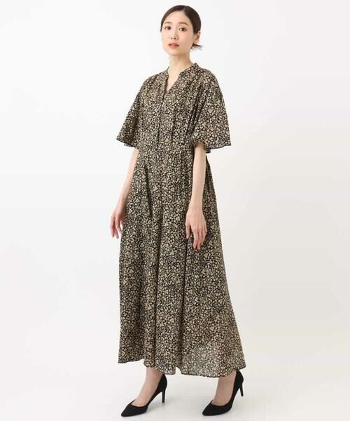 MK MICHEL KLEIN / エムケーミッシェルクラン ロング・マキシ丈ワンピース | キーネックコットンワンピース/洗える | 詳細7