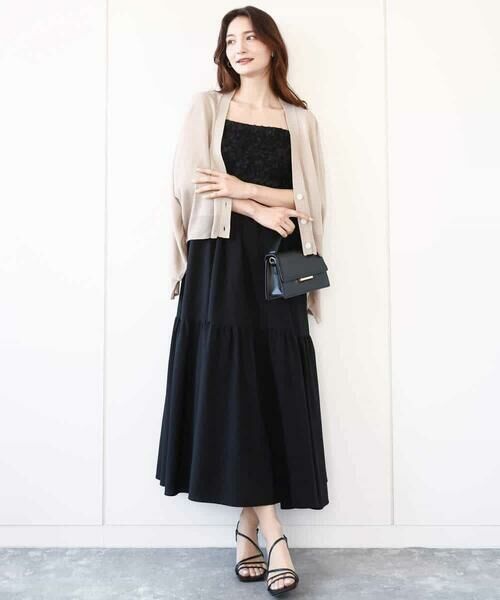 MK MICHEL KLEIN / エムケーミッシェルクラン ロング・マキシ丈ワンピース | フラワー3D刺繍ティアードキャミワンピース/洗える | 詳細11