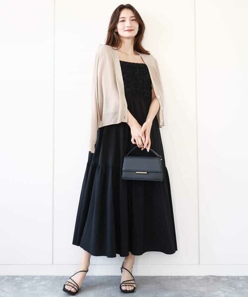 MK MICHEL KLEIN / エムケーミッシェルクラン ロング・マキシ丈ワンピース | フラワー3D刺繍ティアードキャミワンピース/洗える | 詳細12