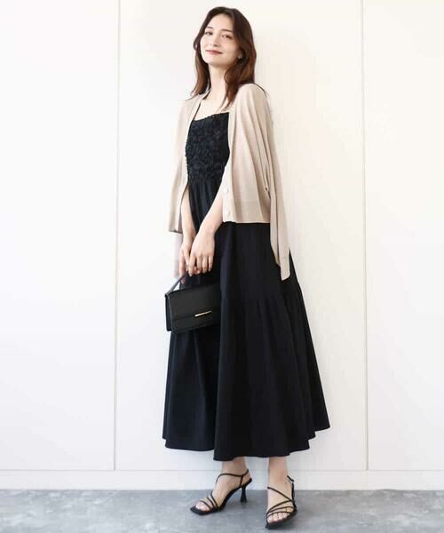 MK MICHEL KLEIN / エムケーミッシェルクラン ロング・マキシ丈ワンピース | フラワー3D刺繍ティアードキャミワンピース/洗える | 詳細13