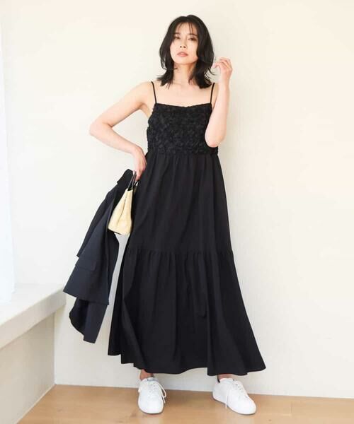 MK MICHEL KLEIN / エムケーミッシェルクラン ロング・マキシ丈ワンピース | フラワー3D刺繍ティアードキャミワンピース/洗える | 詳細14