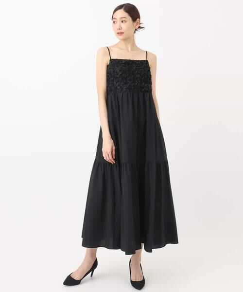 MK MICHEL KLEIN / エムケーミッシェルクラン ロング・マキシ丈ワンピース | フラワー3D刺繍ティアードキャミワンピース/洗える | 詳細17