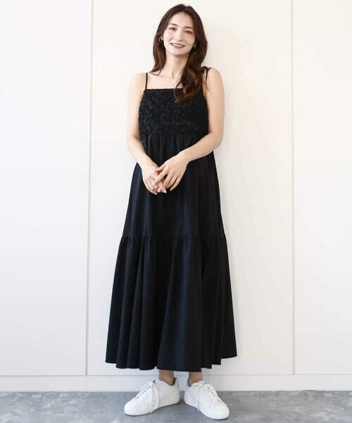 MK MICHEL KLEIN / エムケーミッシェルクラン ロング・マキシ丈ワンピース | フラワー3D刺繍ティアードキャミワンピース/洗える | 詳細2