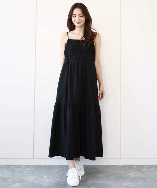 MK MICHEL KLEIN / エムケーミッシェルクラン ロング・マキシ丈ワンピース | フラワー3D刺繍ティアードキャミワンピース/洗える | 詳細4