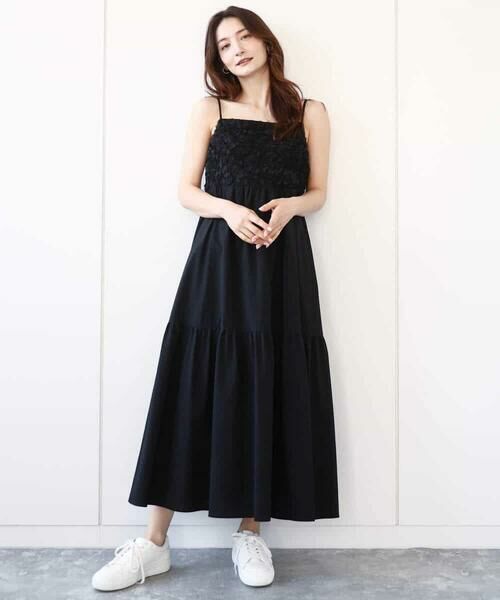 MK MICHEL KLEIN / エムケーミッシェルクラン ロング・マキシ丈ワンピース | フラワー3D刺繍ティアードキャミワンピース/洗える | 詳細5