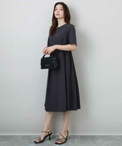 MK MICHEL KLEIN / エムケーミッシェルクラン ロング・マキシ丈ワンピース | サイドベルトデザイン ウエストタックストレッチワンピース/洗える