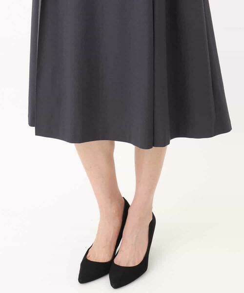 MK MICHEL KLEIN / エムケーミッシェルクラン ロング・マキシ丈ワンピース | サイドベルトデザイン ウエストタックストレッチワンピース/洗える | 詳細19