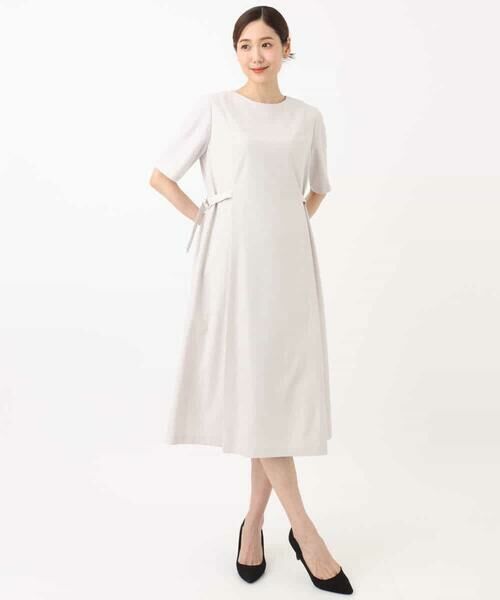 MK MICHEL KLEIN / エムケーミッシェルクラン ロング・マキシ丈ワンピース | サイドベルトデザイン ウエストタックストレッチワンピース/洗える | 詳細22