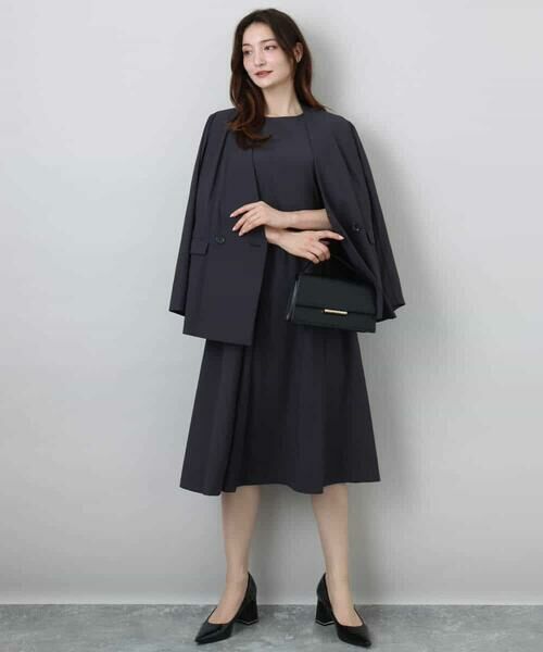 MK MICHEL KLEIN / エムケーミッシェルクラン ロング・マキシ丈ワンピース | サイドベルトデザイン ウエストタックストレッチワンピース/洗える | 詳細7