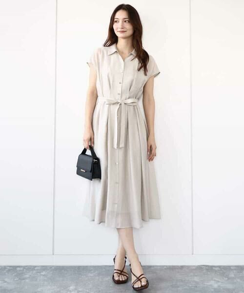 MK MICHEL KLEIN / エムケーミッシェルクラン ロング・マキシ丈ワンピース | ベルト付きフレンチスリーブワンピース/洗える | 詳細10