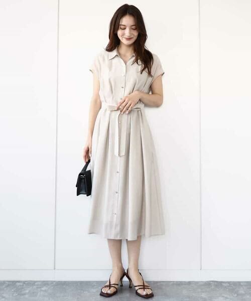 MK MICHEL KLEIN / エムケーミッシェルクラン ロング・マキシ丈ワンピース | ベルト付きフレンチスリーブワンピース/洗える | 詳細11