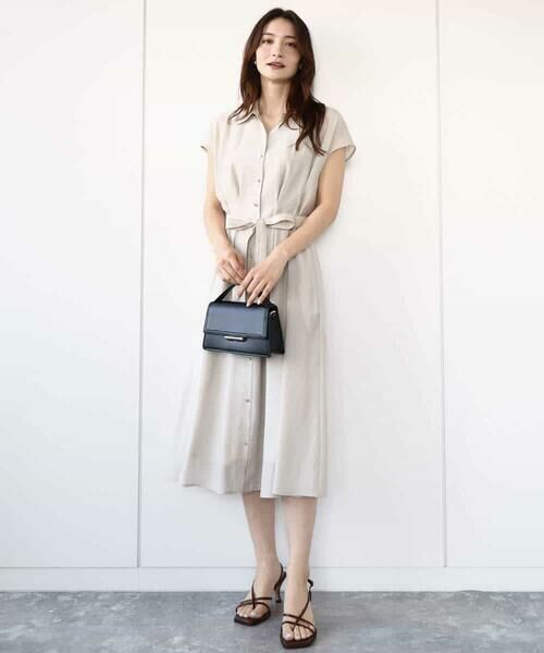 MK MICHEL KLEIN / エムケーミッシェルクラン ロング・マキシ丈ワンピース | ベルト付きフレンチスリーブワンピース/洗える | 詳細12