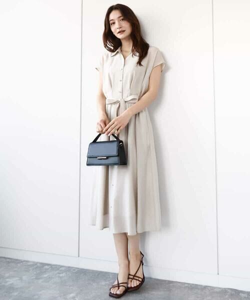 MK MICHEL KLEIN / エムケーミッシェルクラン ロング・マキシ丈ワンピース | ベルト付きフレンチスリーブワンピース/洗える | 詳細13