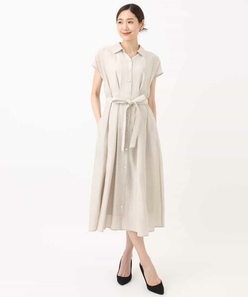 MK MICHEL KLEIN / エムケーミッシェルクラン ロング・マキシ丈ワンピース | ベルト付きフレンチスリーブワンピース/洗える | 詳細15