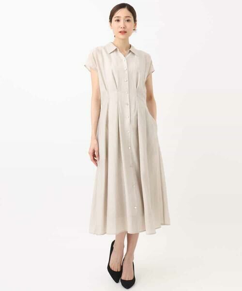 MK MICHEL KLEIN / エムケーミッシェルクラン ロング・マキシ丈ワンピース | ベルト付きフレンチスリーブワンピース/洗える | 詳細16